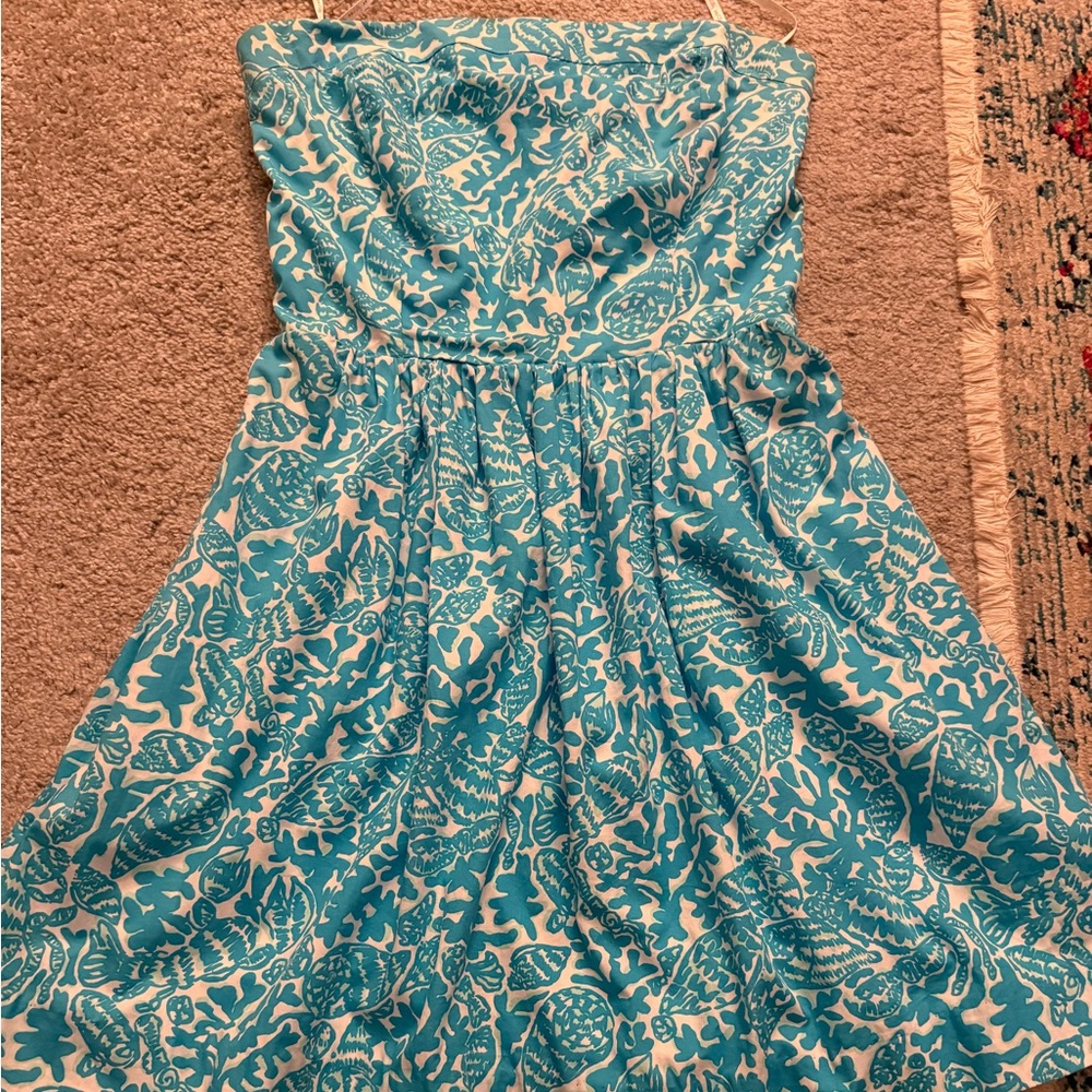 Lilly Pulitzer Strapless Blue and White Dress